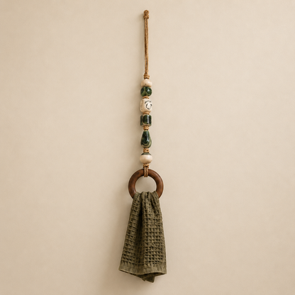 🔥LAST DAY 58% OFF-2027 Decorative Beaded Towel Hanger with Wooden Ring