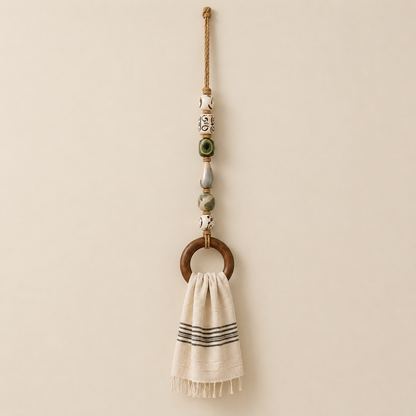 🎉 50% OFF 🏡Decorative Beaded Towel Hanger with Wooden Ring