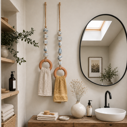 🔥LAST DAY 58% OFF-2027 Decorative Beaded Towel Hanger with Wooden Ring