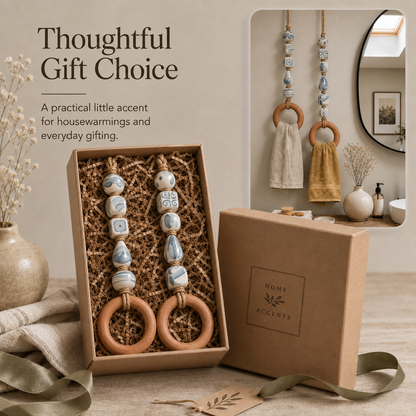 🔥LAST DAY 58% OFF-2027 Decorative Beaded Towel Hanger with Wooden Ring