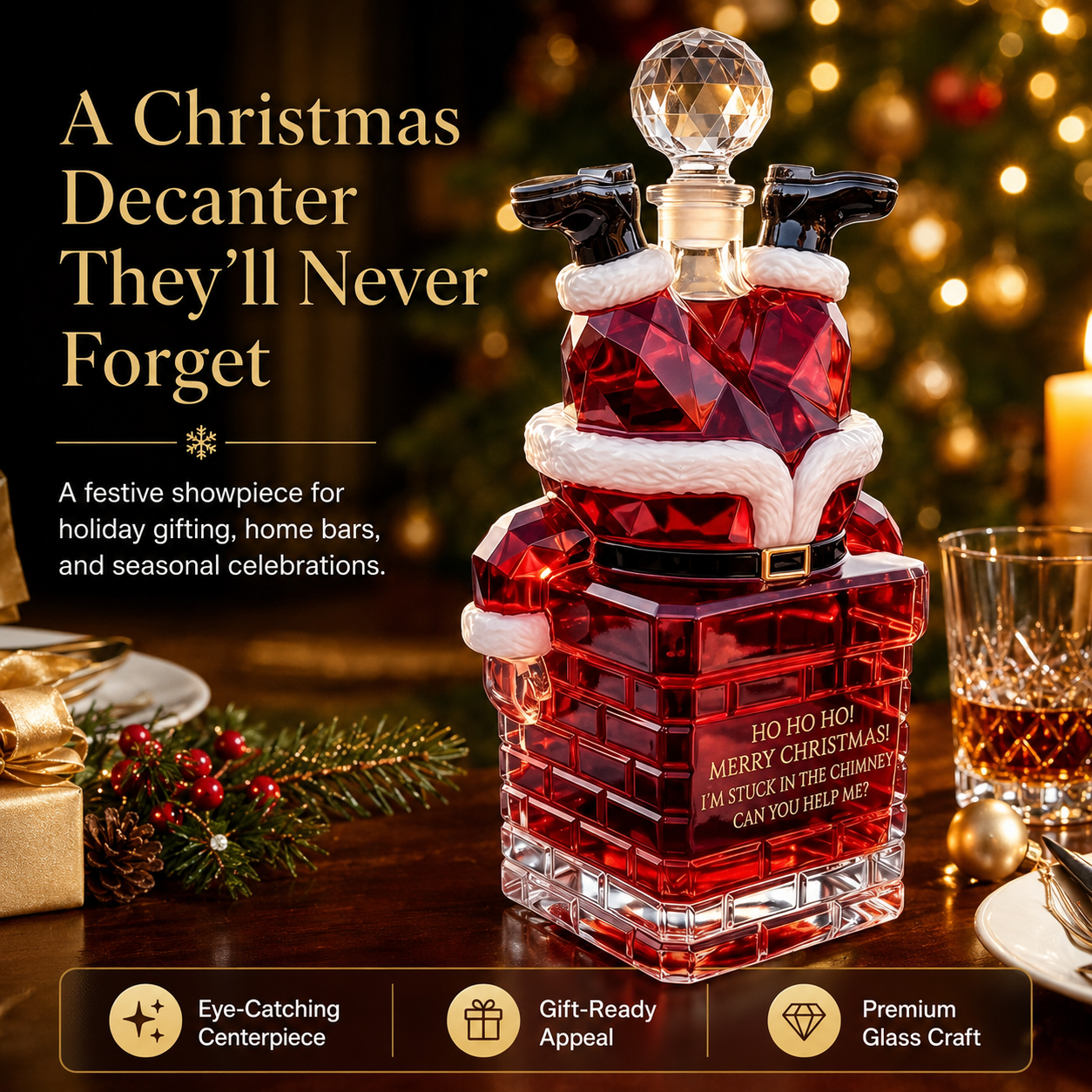 🎅 2026 Christmas Gift 50% Off--💥  Santa Stuck in the Chimney Whiskey Bottle