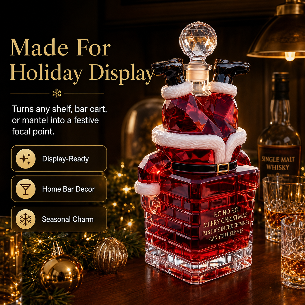 🎅 2026 Christmas Gift 50% Off--💥  Santa Stuck in the Chimney Whiskey Bottle