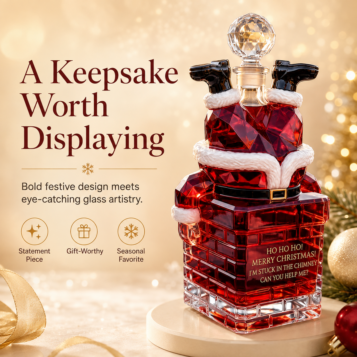 🎅 2026 Christmas Gift 50% Off--💥  Santa Stuck in the Chimney Whiskey Bottle