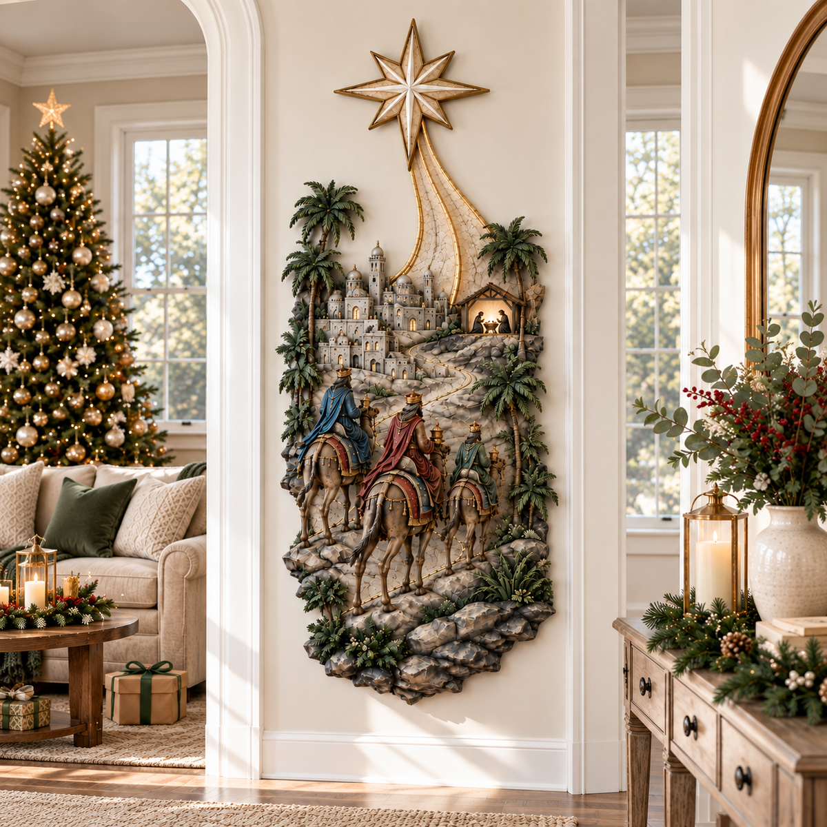 ✨ Follow the Star Nativity Wall Light | Three Wise Men Christmas Faith Decor