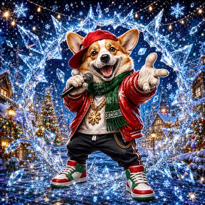 Corgi Mic Star crystal Christmas window decal