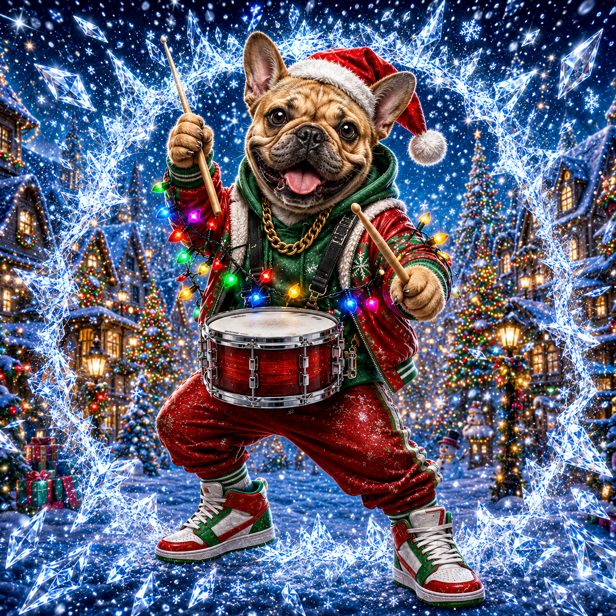 Bulldog Beat crystal Christmas window decal