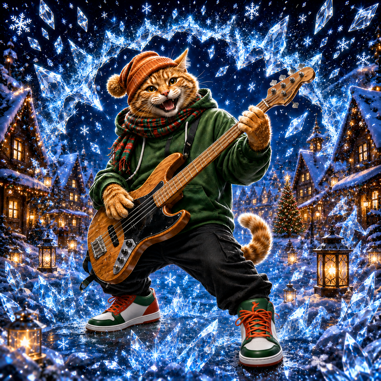 Tabby Bass crystal Christmas window decal