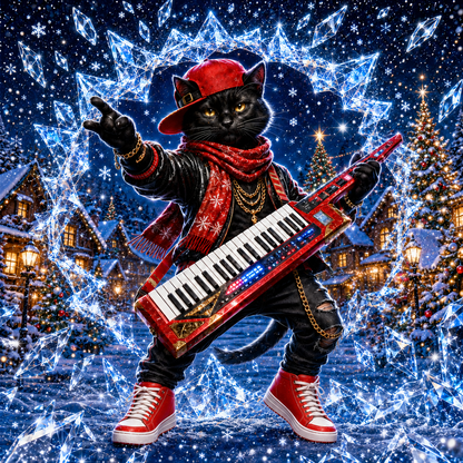 Black Cat Keys crystal Christmas window decal