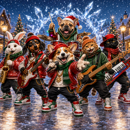 Frost and Fur Christmas Band crystal break-in window decal – full collection