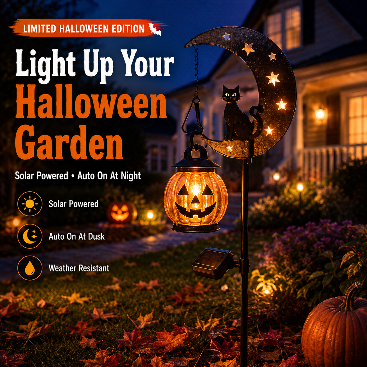 Halloween Early Bird Sale | 49% OFF Pumpkin Moon Garden Stake Light