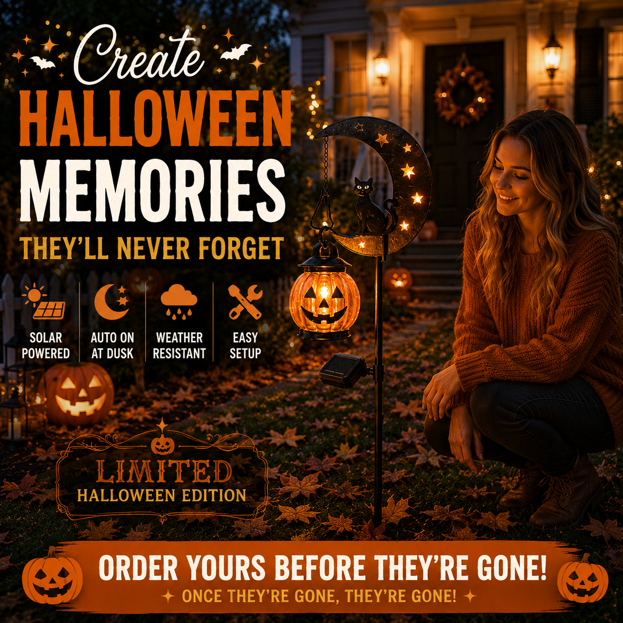 Halloween Early Bird Sale | 49% OFF Pumpkin Moon Garden Stake Light