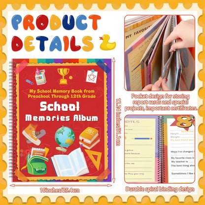 School Memory Book with 14 Keepsake Pockets