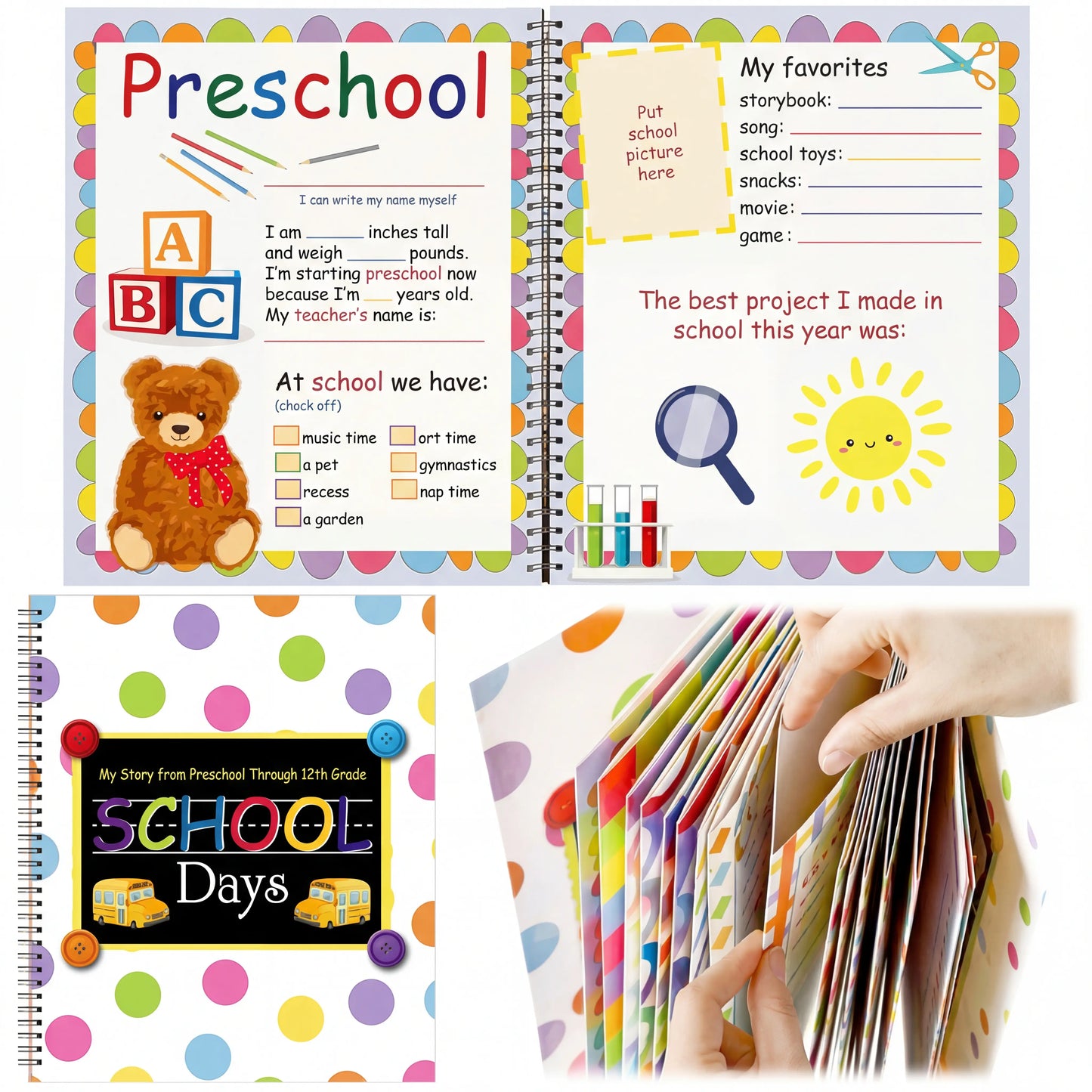 School Memory Book with 14 Keepsake Pockets