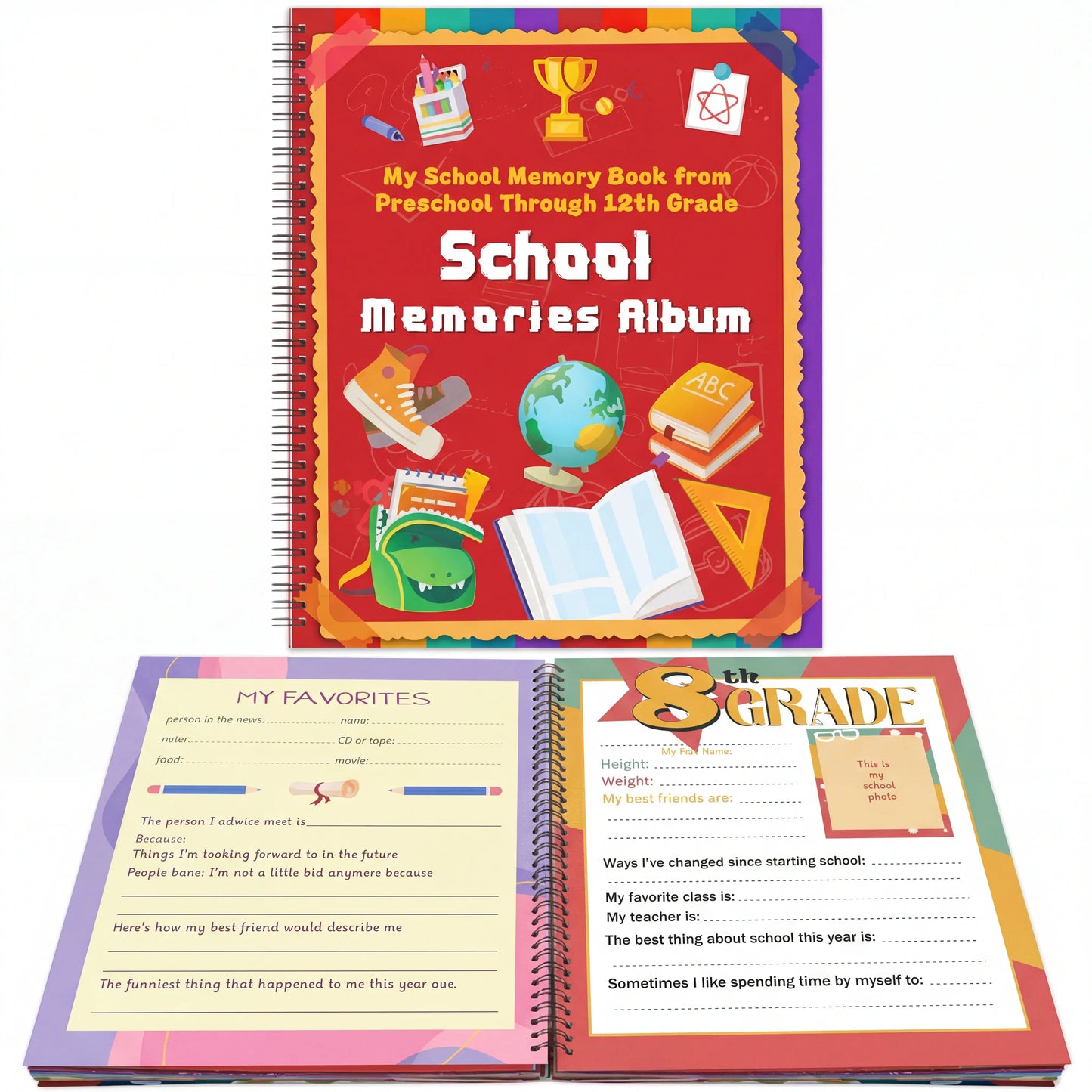 School Memory Book with 14 Keepsake Pockets