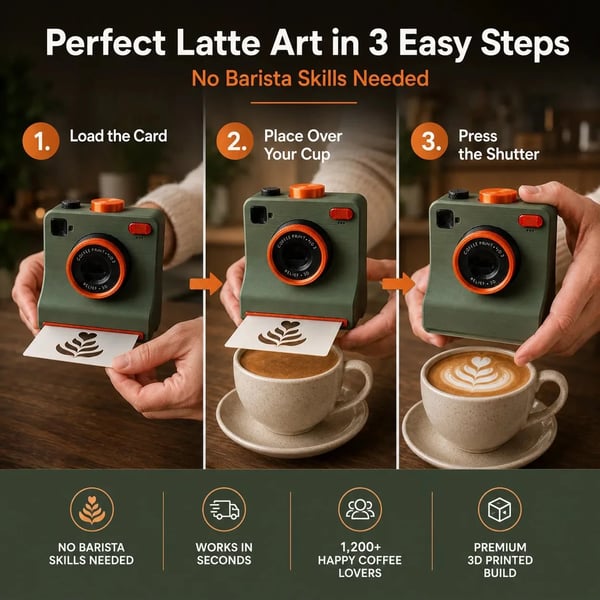 ☕Hot Sale 50% OFF📸 One-Touch Latte Art Camera – 3D Coffee Stencil Printer Kit for Custom Drink Designs ✨