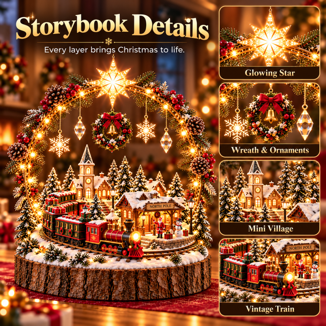 Christmas Wonderland Village Centerpiece – Lighted Holiday Table Decor