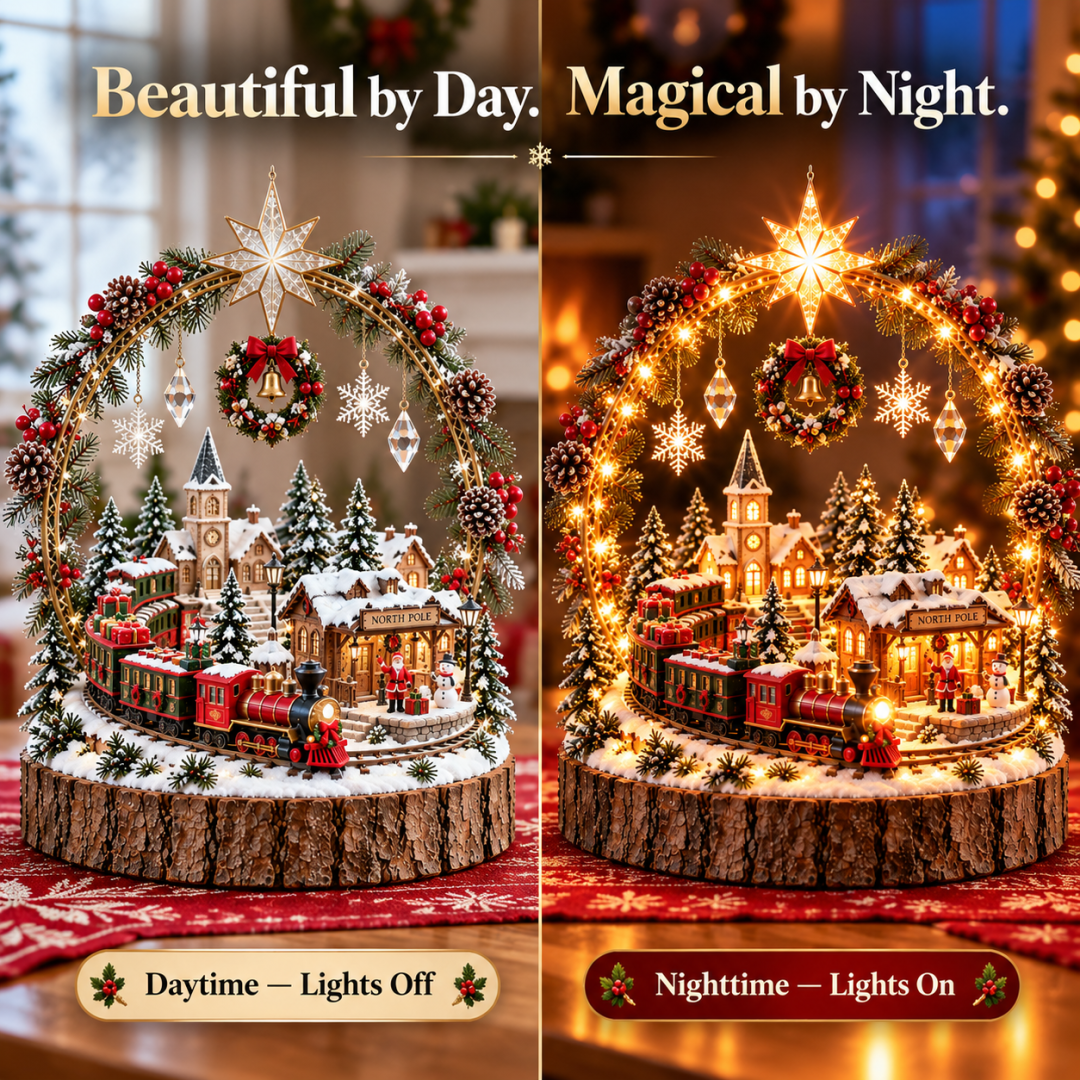 Christmas Wonderland Village Centerpiece – Lighted Holiday Table Decor