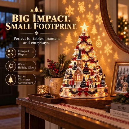 🔥 LAST DAY 49% OFF⭐🎄 Christmas Village Tree Tabletop Decor With Projector