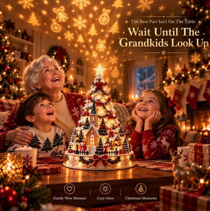 🔥 LAST DAY 49% OFF⭐🎄 Christmas Village Tree Tabletop Decor With Projector