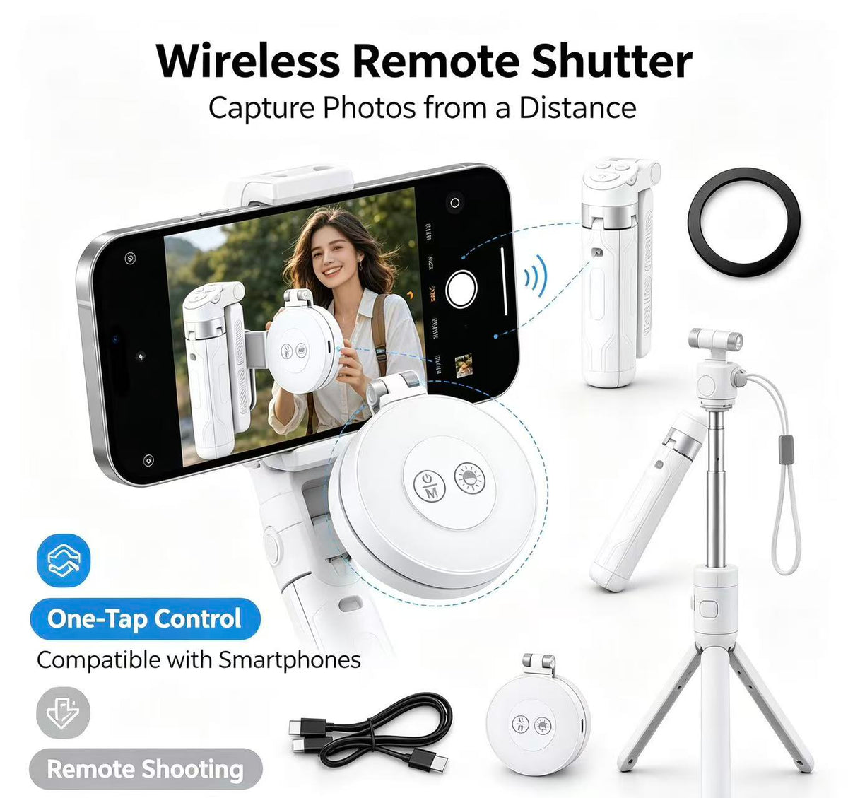 📽️Zoomable Magnetic Palm Grip | Selfie Stick & Tripod