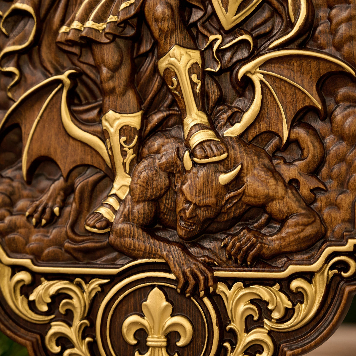 St. Michael the Archangel Beechwood Wall Plaque – Carved Catholic Wall Art