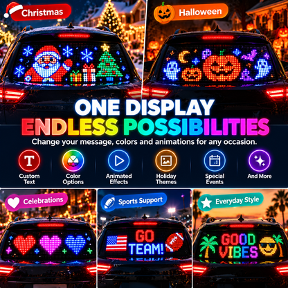 🚗 Smart LED Pixel Car Display – Custom Text, Colors & Animations