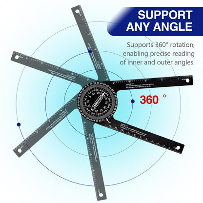 Aluminum Miter Saw Protractor, Professional Angle Measuring Tool, Rust Proof Angle Finder with 360°Rotation for Woodworkers, Builders, Plumbers, Home DIY