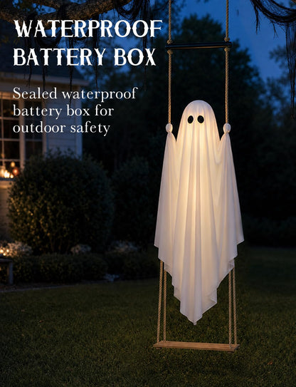 Halloween Decorations Outdoor 3.7FT Pre-Assembled Hanging Swing Ghost with Remote Lights Spooky Hanging Ghosts for Porch Yard Tree Party