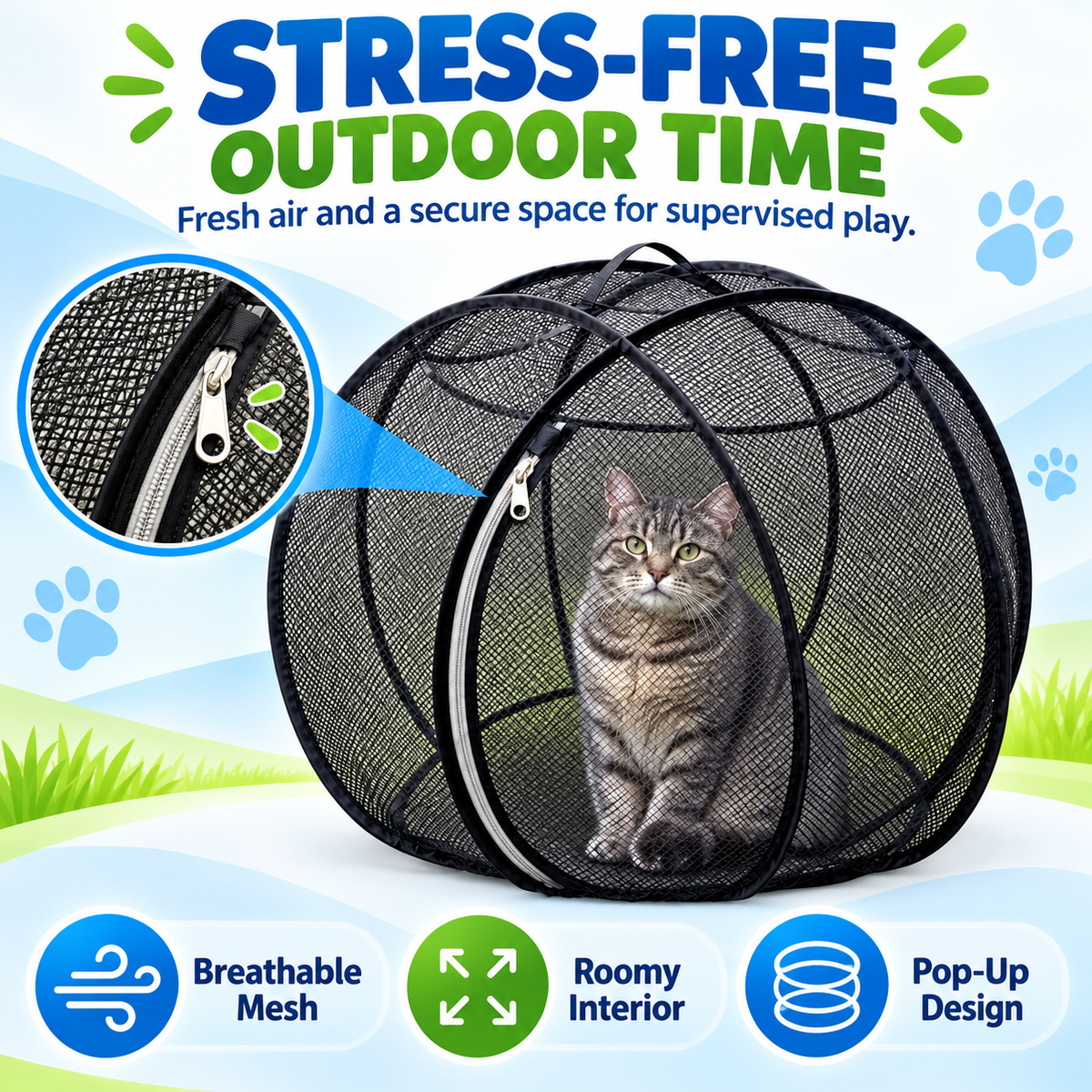 🌿Hot Sale 50% OFF-Outdoor Cat Lounge – Mesh Playpen for Fresh-Air Time