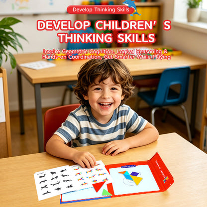 Travel Tangram Puzzle, Colorful Pattern Brain Teaser Book