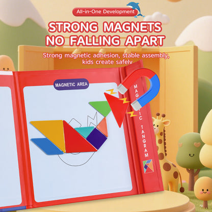 Travel Tangram Puzzle, Colorful Pattern Brain Teaser Book