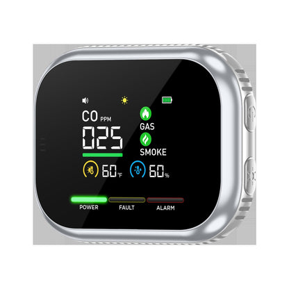 Multi-Function Home Safety Detector - CO,Gas, Smoke,Temperature & Humidity Monitor