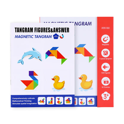 Travel Tangram Puzzle, Colorful Pattern Brain Teaser Book