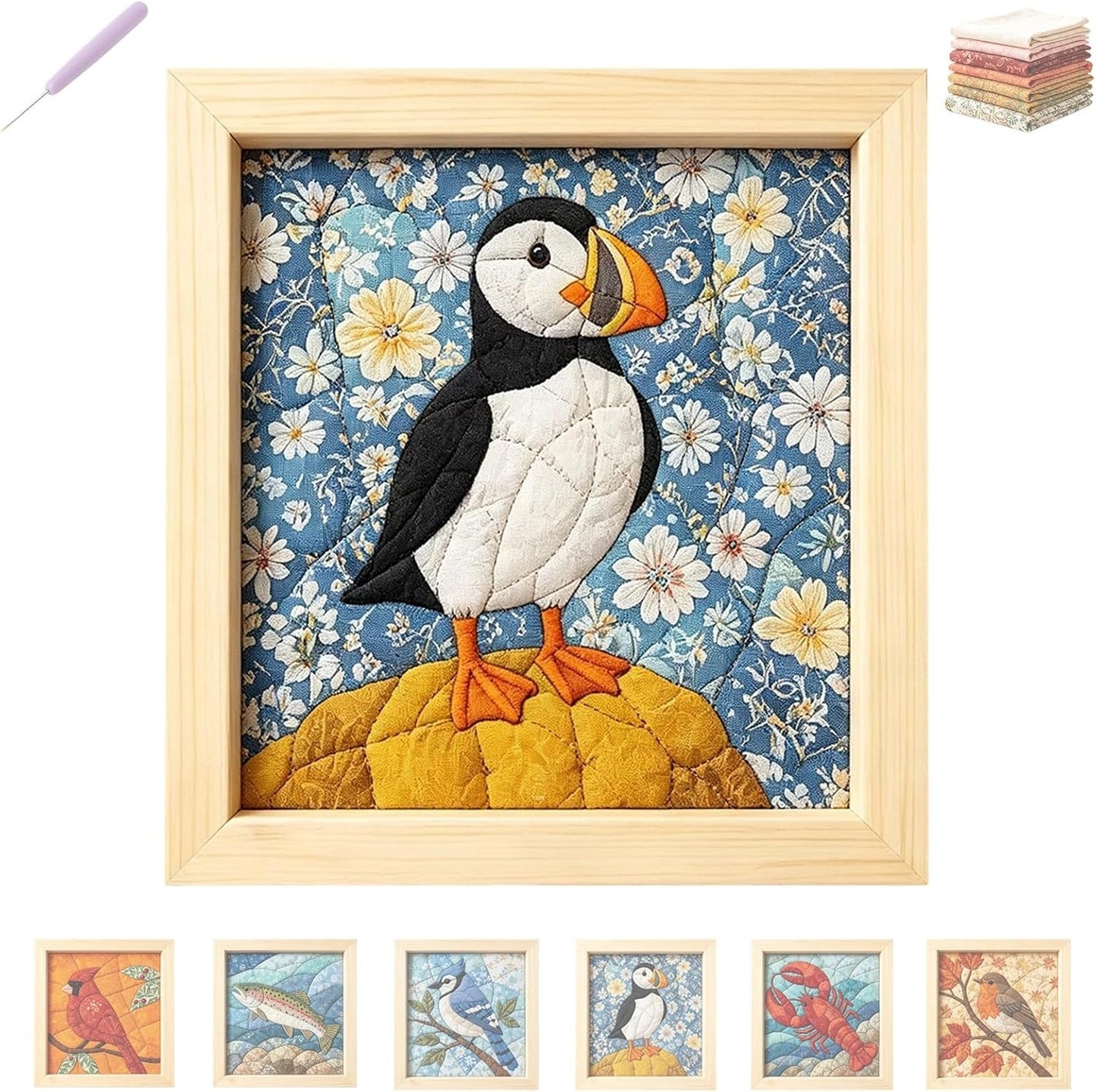 Kinusaiga-No-Sew Bird Fabric Art Kit