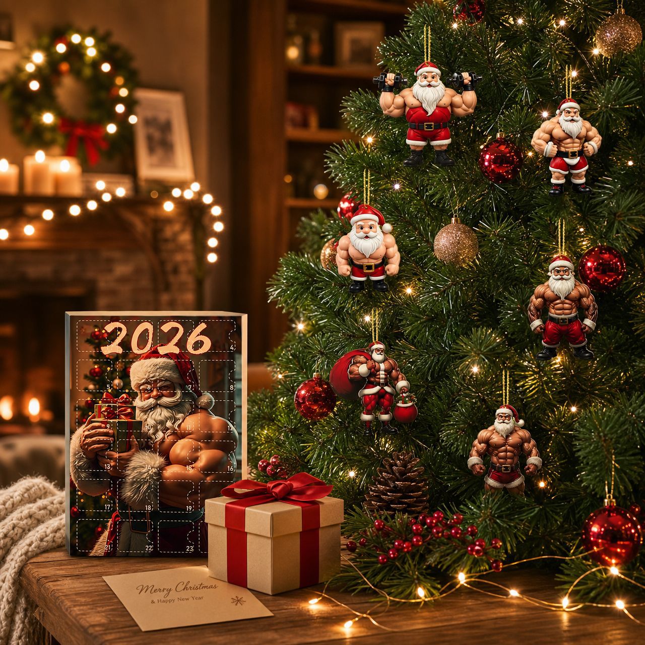 2026 Muscle Santa Christmas Countdown Calendar 🎅🎄