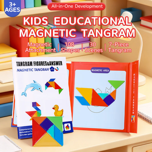 Travel Tangram Puzzle, Colorful Pattern Brain Teaser Book