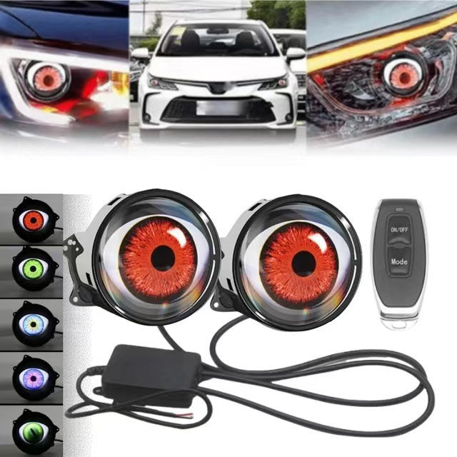 Dynamic Big Eye Ball Fog Lights, LED Adjustable Color 12v Devil Eyes with Lens Light Up Big Eyeball Lights for Car for Any Car Model