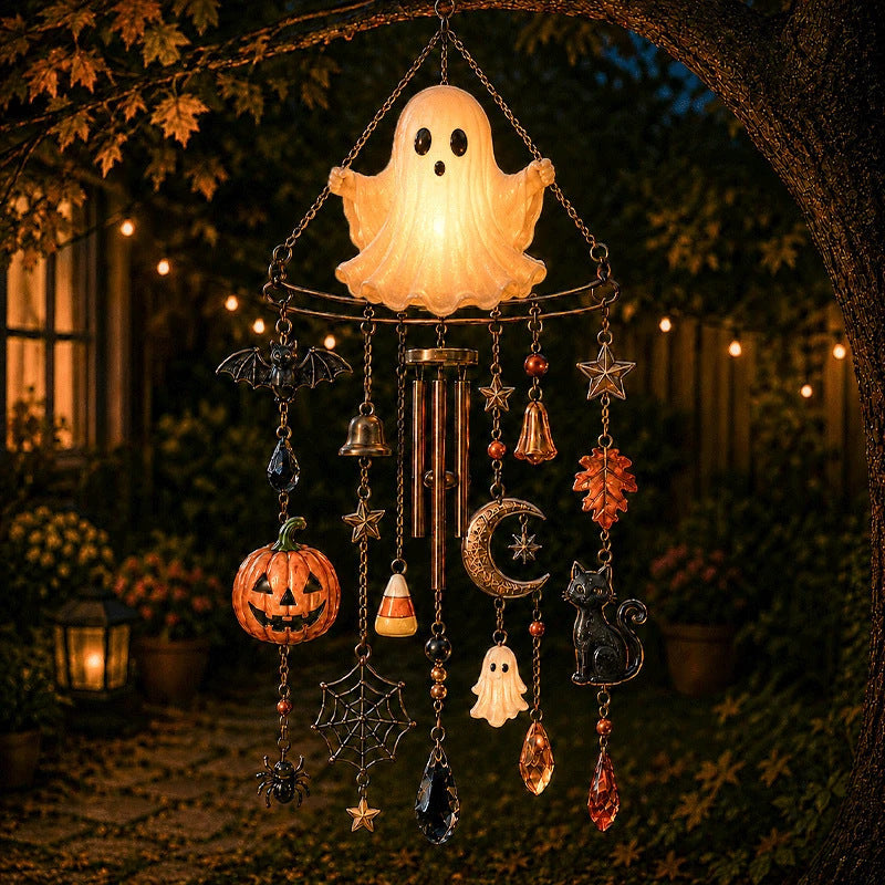 Halloween Glass Suncatcher Wind Chime