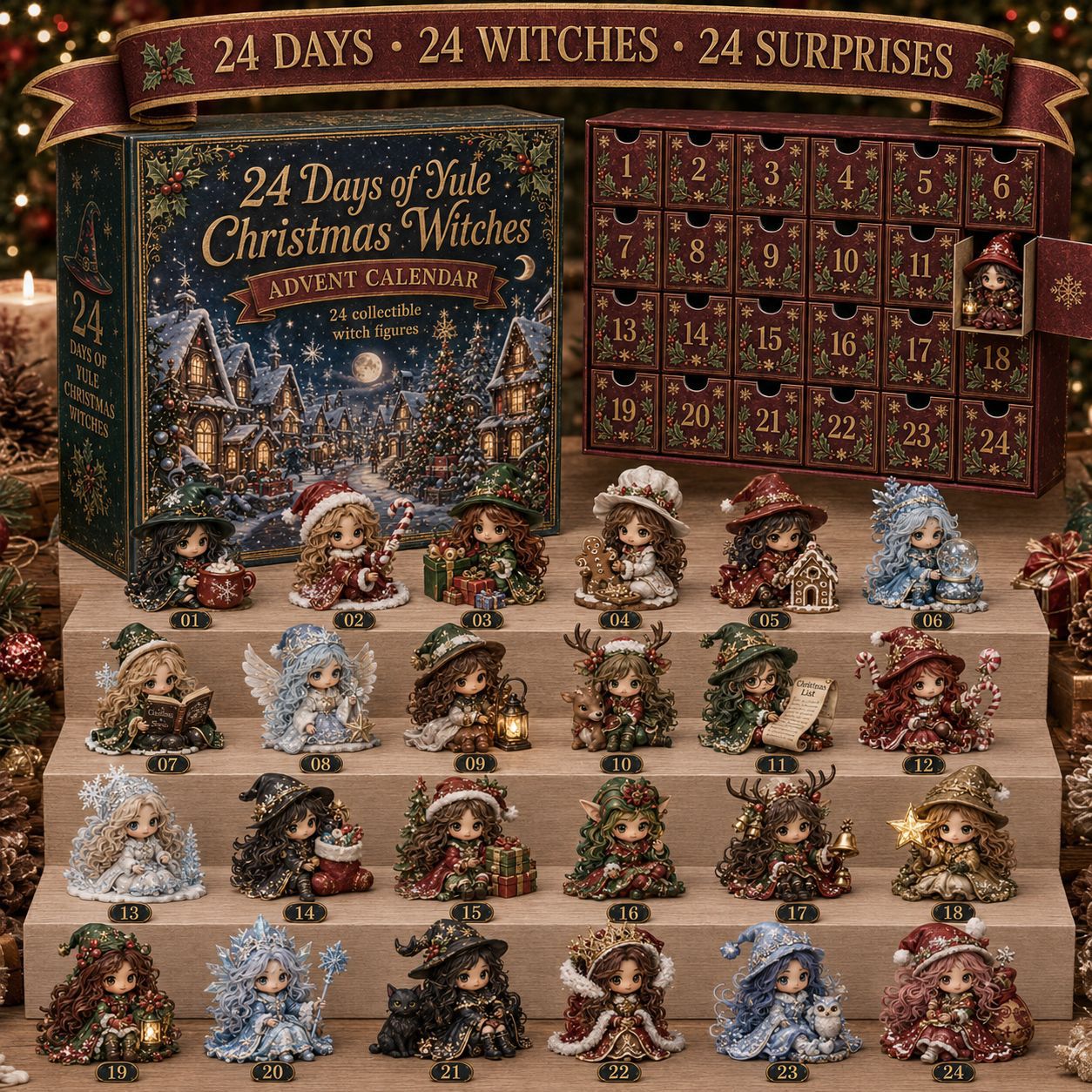 🧙‍♀️ LAST DAY 49% OFF – 24 Days Of Witchy Surprises Advent Calendar | 24 Unique Collectible Witches with Magical Themes, Mini Figures & Fantasy Display Collection ✨
