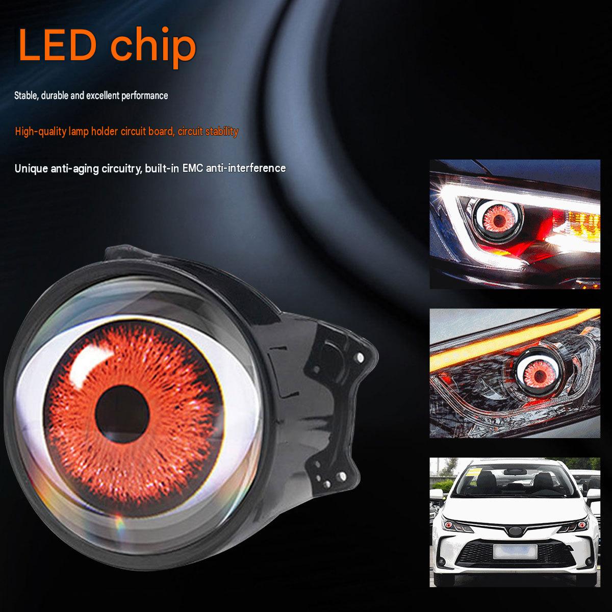 Dynamic Big Eye Ball Fog Lights, LED Adjustable Color 12v Devil Eyes with Lens Light Up Big Eyeball Lights for Car for Any Car Model