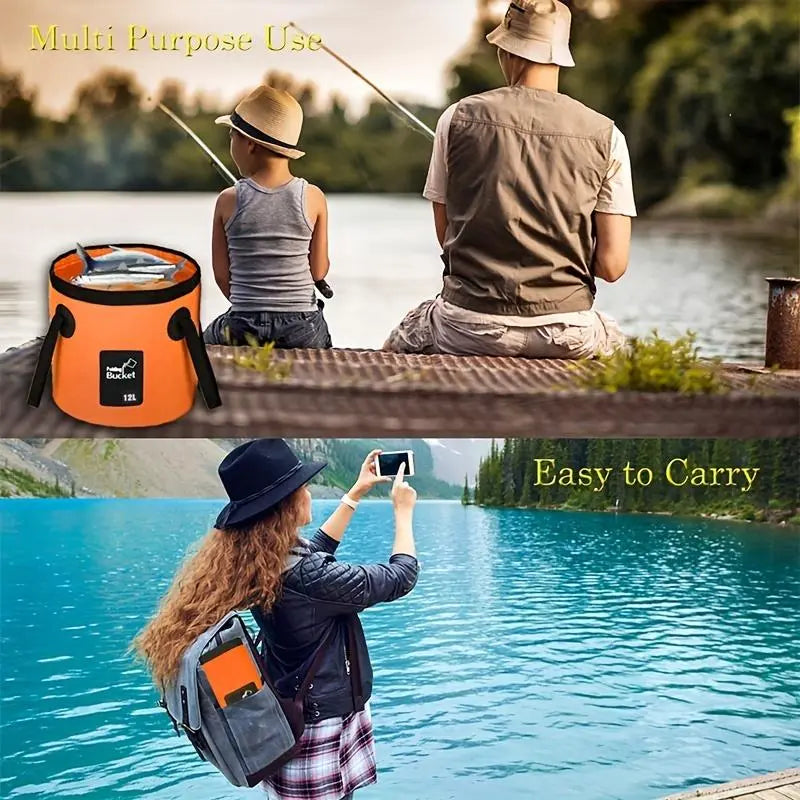 Portable Foldable Water Bucket - Perfect for Fishing, Camping, Traveling!!