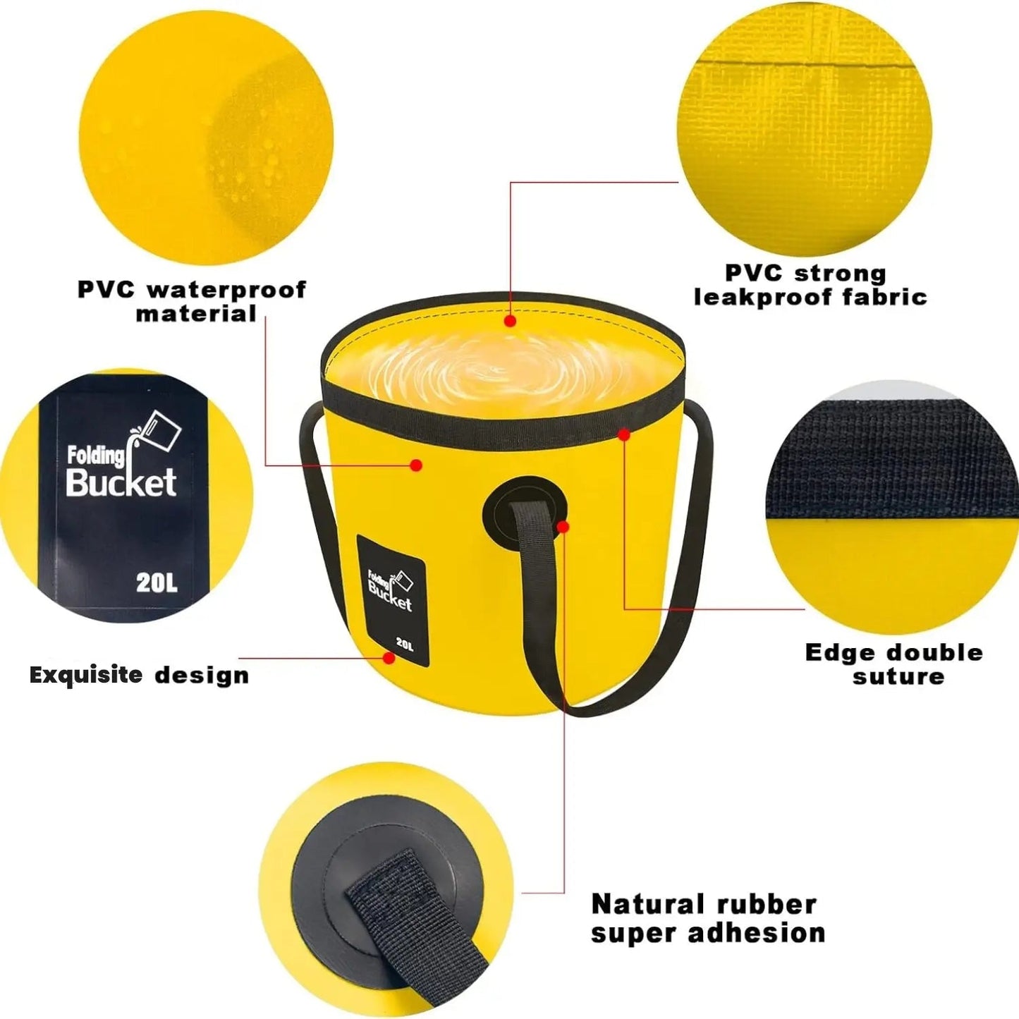 Portable Foldable Water Bucket - Perfect for Fishing, Camping, Traveling!!