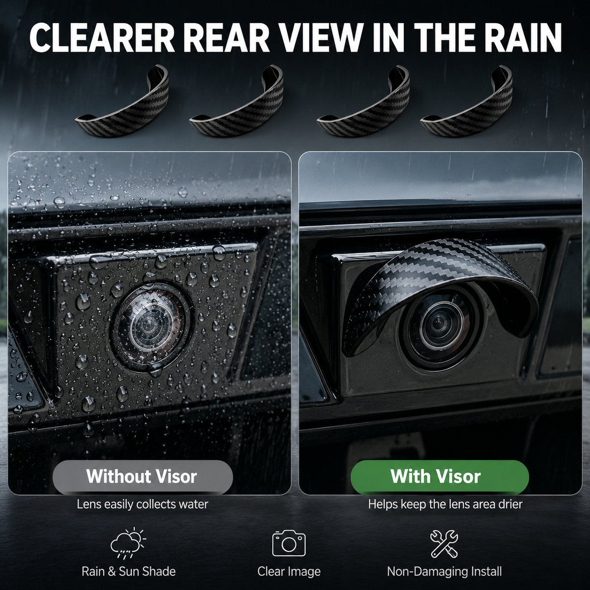 🌧️ 4PCS Car Backup Camera Rain Shield – Clearer Rear View in Rain