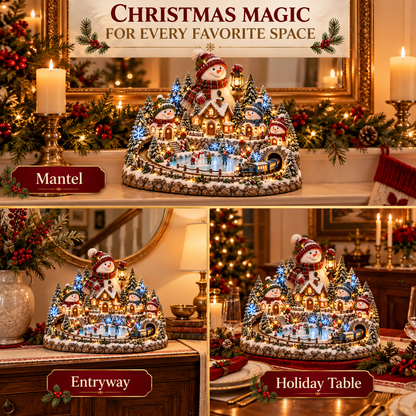 ⛄✨ Snowman Lantern Village™ – Animated Lighted Christmas Train & Winter Village Centerpiece