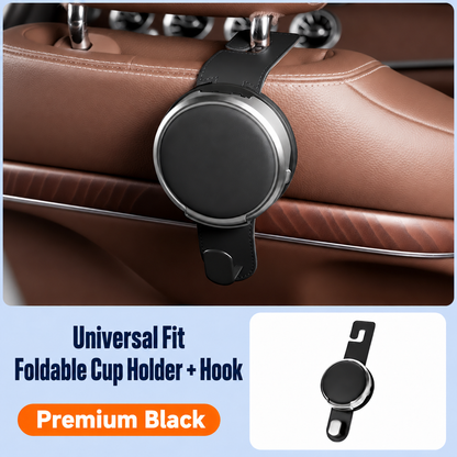 2-in-1 Car Headrest Hook & Foldable Cup Holder