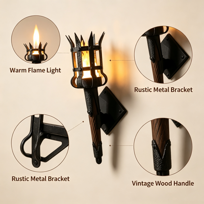 Medieval Torch Wall Sconce: Battery LED Realistic Candle Light with Remote