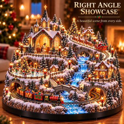 🔥 LAST DAY 49% OFF 🔥 Lighted Animated Christmas Village with Train, Reindeer Sleigh & Waterfall ✨