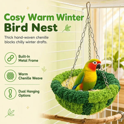 🧶 Warm Winter Bird Hanging Hammock – Cozy, Soft, Cage Decor ✨