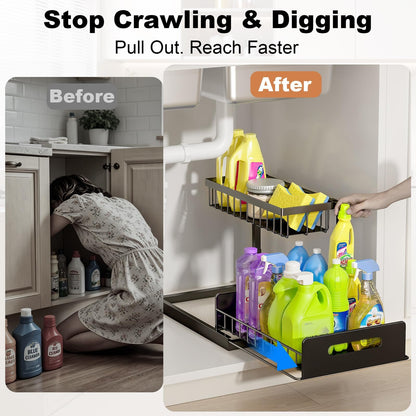 L-Shaped Pull Out Under Sink Organizer