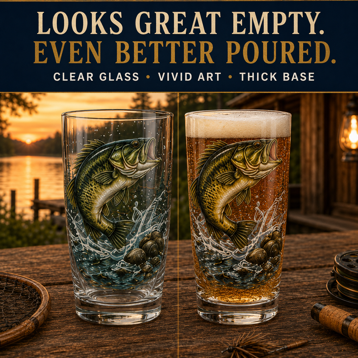 ✨🎣 The Last Cast Fishing Pint Glass Collection – 7 Unique Angler Designs & Gift Box